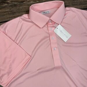 Collars & Co Mens Dress Collar Polo Size Large Pink Short Sleeve Performance New